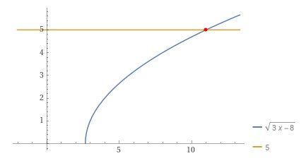 √(3x−8)=5 решить уравнение